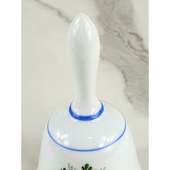 Reutter Bell White Porcelain 5 1/2" Blue Trim Orange Floral Design 20s Germany - Picture 7 of 12